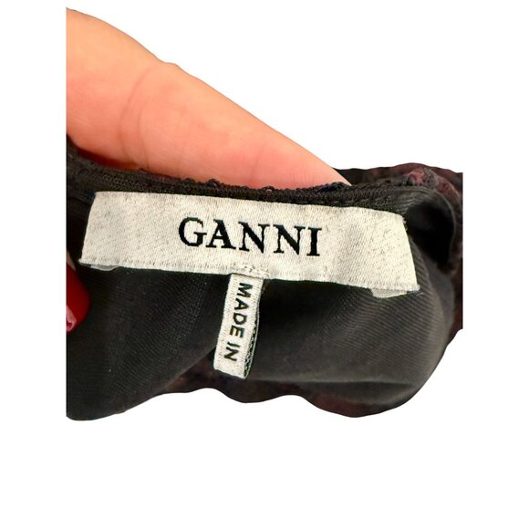 Ganni Flynn Mini Lace Dress in Red Black - size 4 - Picture 5 of 8